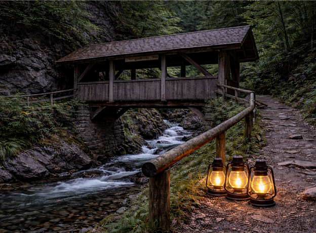 Sturmlaternenwanderung zur Lasangga-Brücke